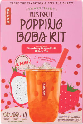 Strawberry Dragon Fruit instant Popping Boba kit